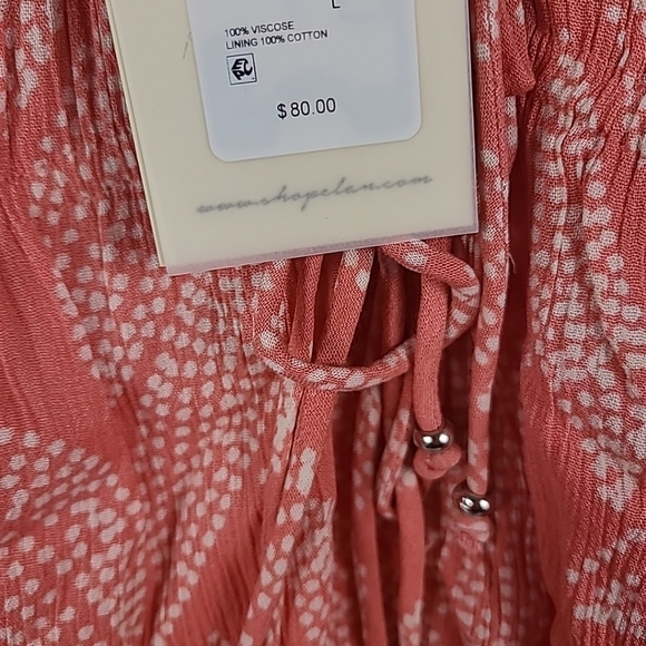 NEW Elan Women's Summer Mini Flowy Sundress Coral Ivory Spaghetti Strap Sz L - Picture 4 of 7